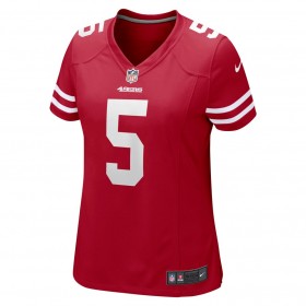 San Francisco 49ers Tröjor Trey Lance 5 Nike Röd 2021 NFL Draft - Dame